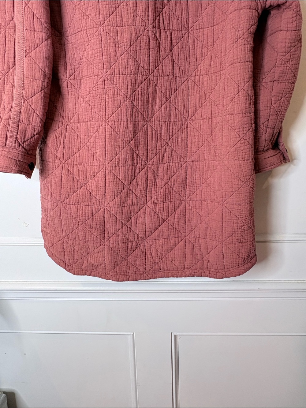 Avec Les Filles Quilted Long quilted farm girl jacket in Dusty Rose - Picture 9 of 16